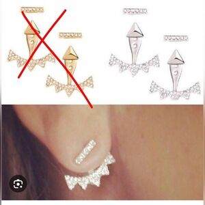 Stella & Dot Silver Reversible Ear Jacket Earrings